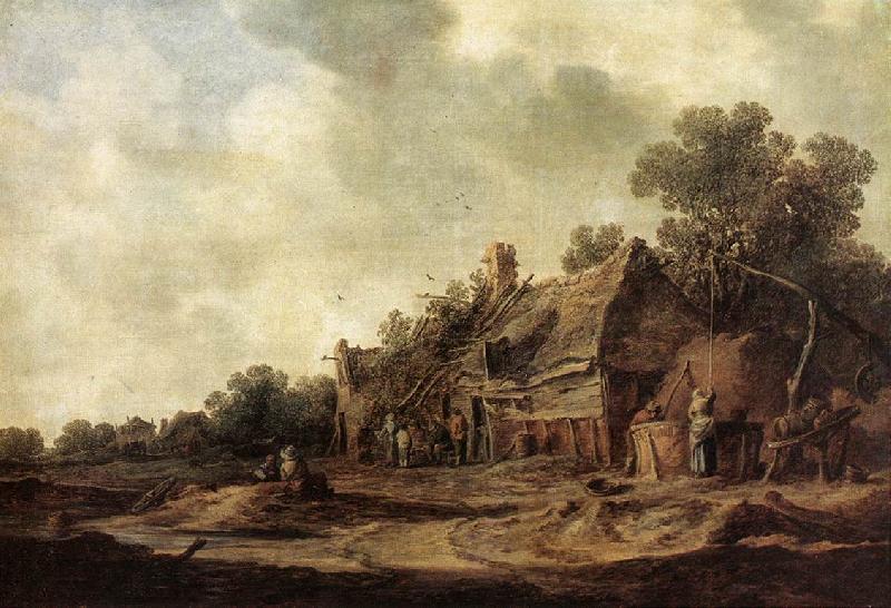 GOYEN, Jan van Peasant Huts with a Sweep Well sdg France oil painting art